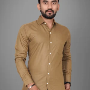 Men’s Solid Brown Casual Shirt