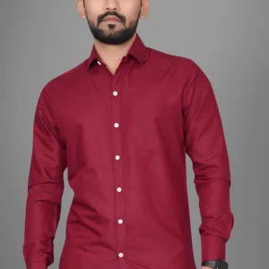 Men’s Solid Maroon Casual Shirt