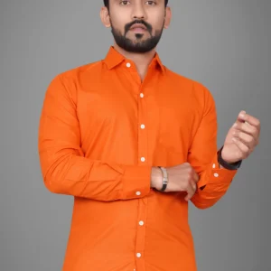 Men’s Solid Orange Casual Shirt