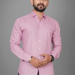 Men’s Solid Light Pink Casual Shirt
