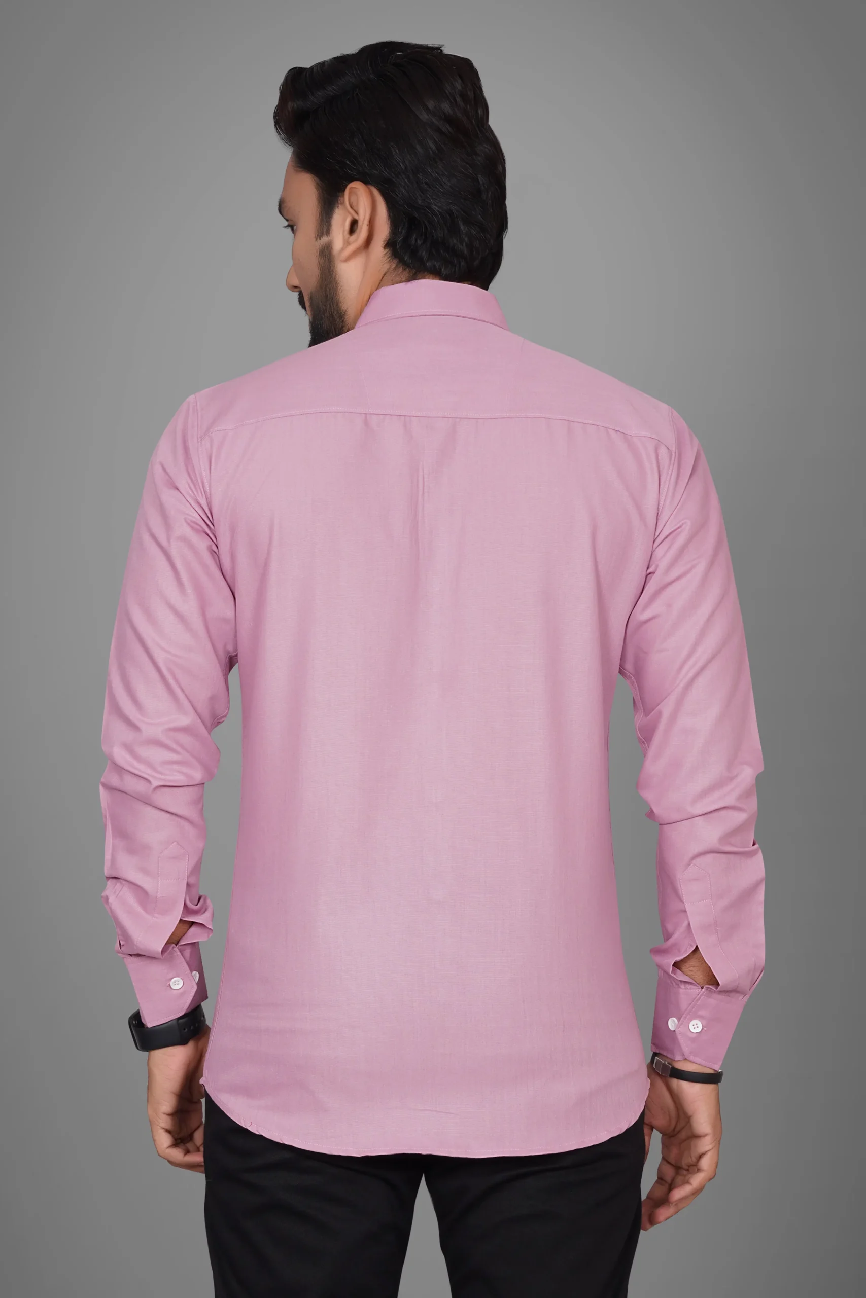 Menβs Solid Light Pink Casual Shirt - Image 3