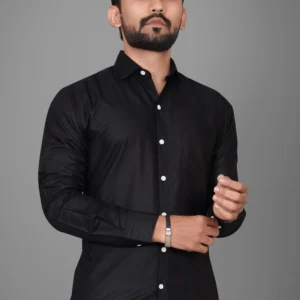 Men’s Solid Black Casual Shirt