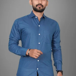 Men’s Solid Blue Casual Shirt