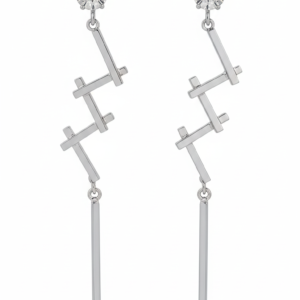 Silver Finish Crystal Long Drop Earrings