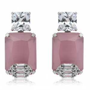 Rose Pink Crystal Drop Earrings