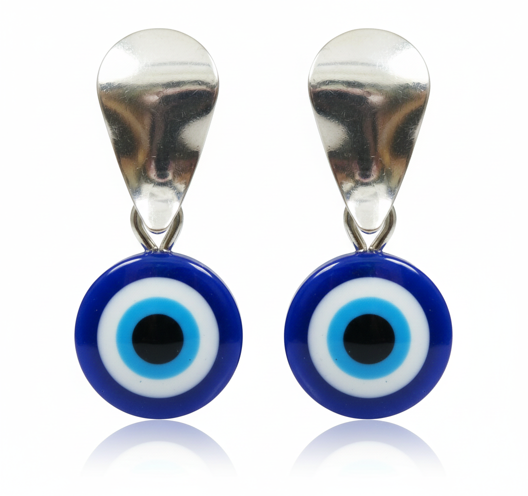 Blue Evil Eye Drop Earrings