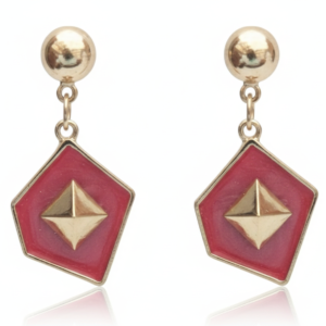 Red Geometric Stone Drop Earrings