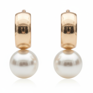 Gold Finish Pearl Drop Earrings