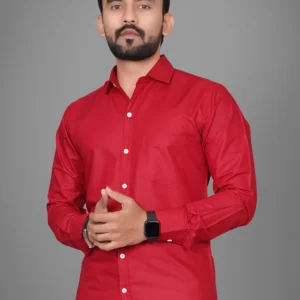 Men’s Solid Red Casual Shirt
