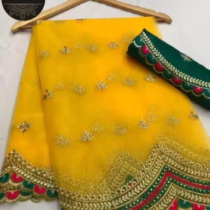 Net Saree With Blouse