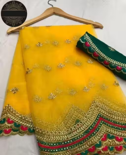 Net Saree With Blouse