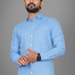 Men’s Solid Sky Blue Casual Shirt