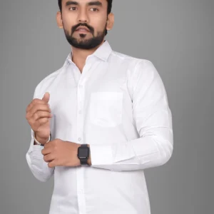 Men’s Solid White Casual Shirt