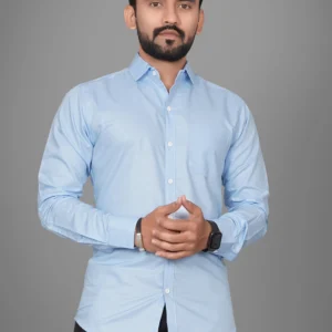 Men’s Solid Light Blue Casual Shirt