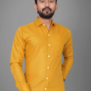 Men’s Solid Mustard Yellow Casual Shirt