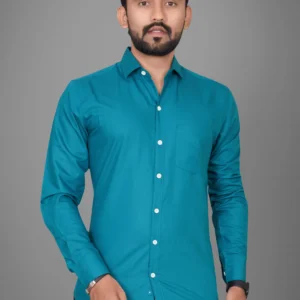 Men’s Solid Teal Blue Casual Shirt