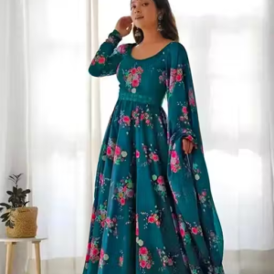 Flower Print Long Gown