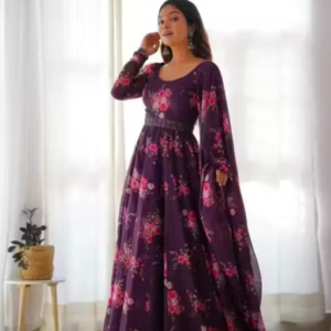 Flower Print Long Gown