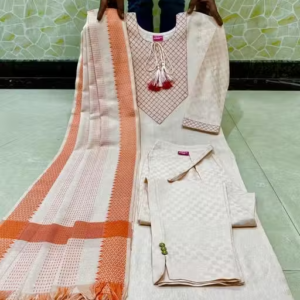 Cotton Embroidered Kurti Pant Set for Women