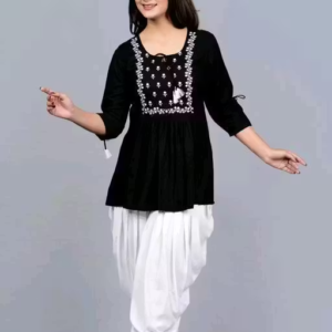 Women Dhoti and Top Embroidered Clothing Set