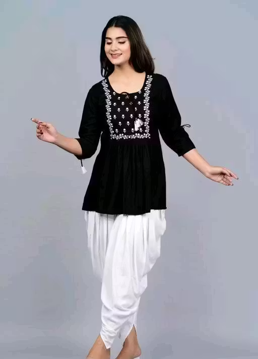Women Dhoti and Top Embroidered Clothing Set