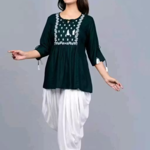 Women Dhoti and Top Embroidered Clothing Set