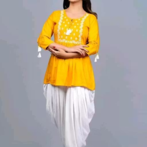 Women Dhoti and Top Embroidered Clothing Set