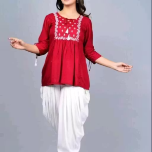Women Dhoti and Top Embroidered Clothing Set