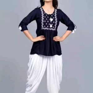Women Dhoti and Top Embroidered Clothing Set