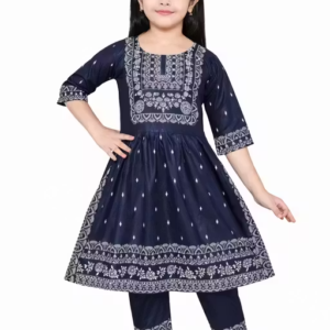 Naira Cut Kurti with Dhoti Pant Set (Navy Blue)
