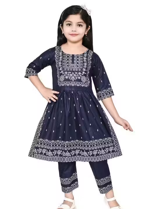 Naira Cut Kurti with Dhoti Pant Set (Navy Blue) - Image 4