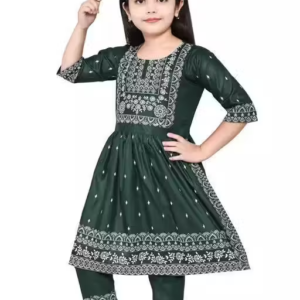 Naira Cut Kurti with Dhoti Pant Set (Green)
