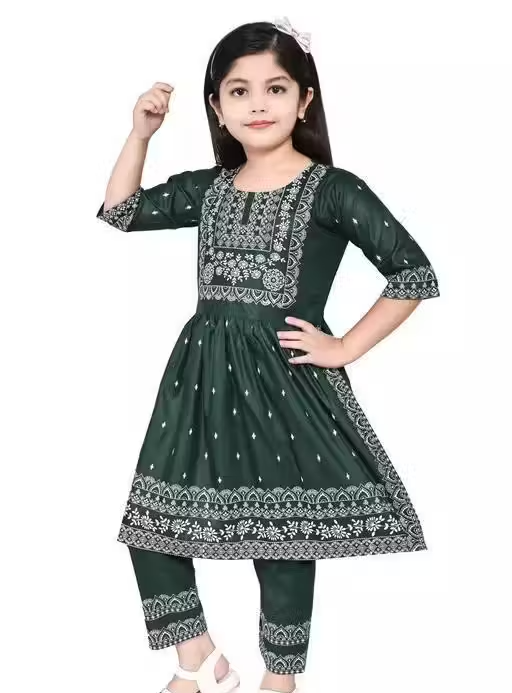 Naira Cut Kurti with Dhoti Pant Set (Green)