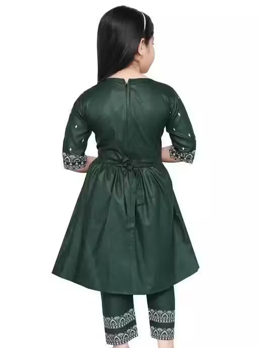 Naira Cut Kurti with Dhoti Pant Set (Green) - Image 2