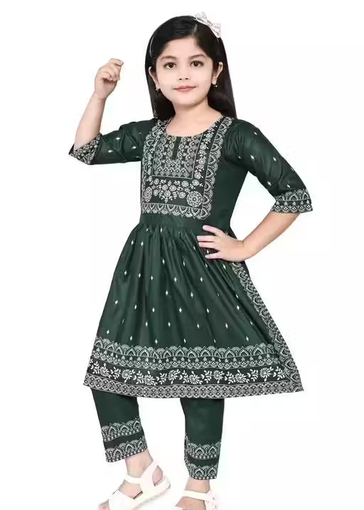 Naira Cut Kurti with Dhoti Pant Set (Green) - Image 3