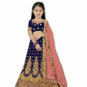 Girls Satin Lehenga Choli with Dupatta Set