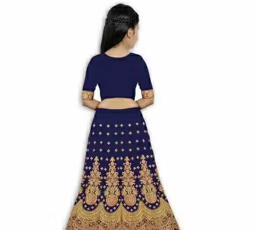 Girls Satin Lehenga Choli with Dupatta Set - Image 2