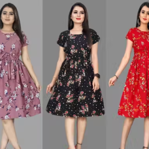 Fit & Flare Printed Dress for Women (Combo Pack)