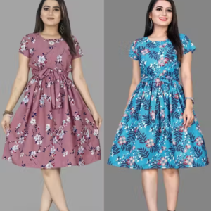 Fit & Flare Printed Dress for Women (Combo Pack)