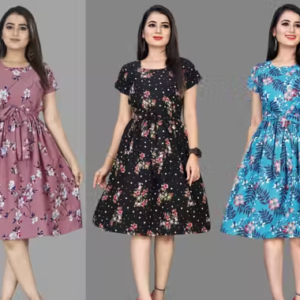 Fit & Flare Printed Dress for Women (Combo Pack)