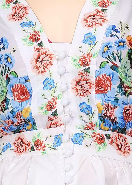 Puff Sleeve Stylish Floral Printed Dress for Women - Image 2