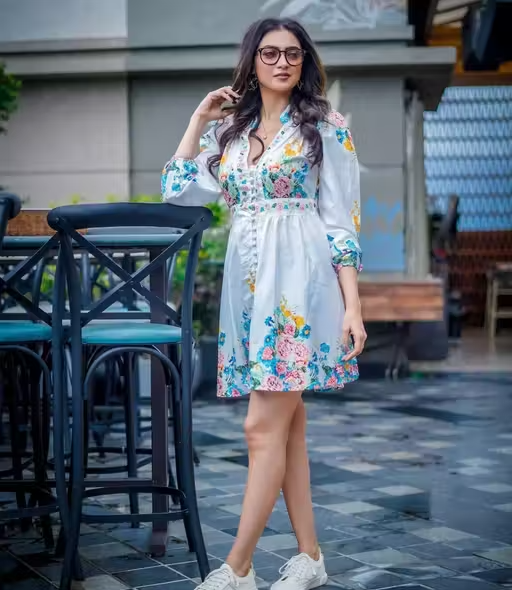 Puff Sleeve Stylish Floral Printed Dress for Women - Image 4