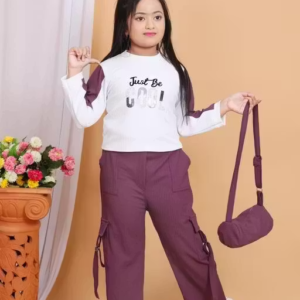 Stylish Girls Two Piece Outfit (Top & Pants with Purse)