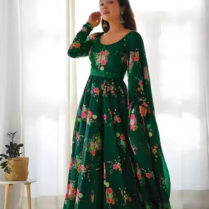 Flower Print Long Gown
