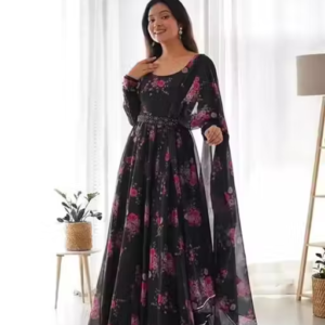 Flower Print Long Gown