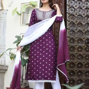 Rayon Neck Embroidery 3 Pc Suit for Women