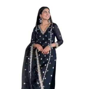 Women Cotton Embroidered Kurta Pant Set with Dupatta