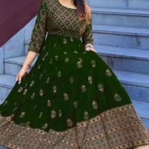 Printed Rayon Kurti for Women with Gold Print