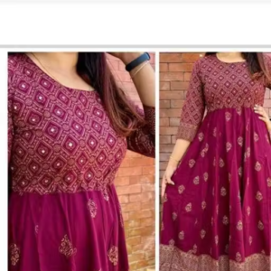 Printed Rayon Kurti for Women with Gold Print