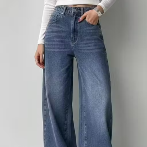 Women’s High-Waist Baggy Fit Denim Jeans – Whale Blue